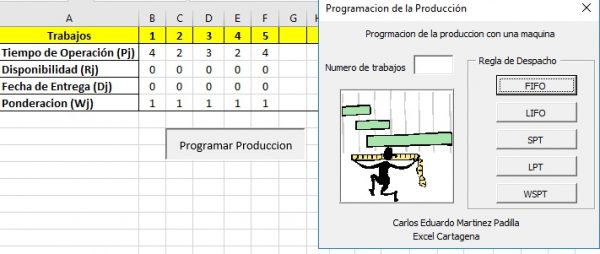 App para programar la produccion en Excel – Excel Cartagena